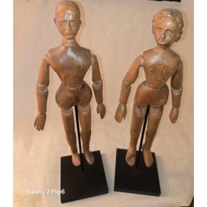 Two Mannequins Made Of Natural Wood