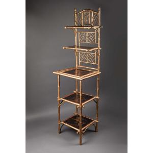 Faux Bamboo Shelf, Golden, Signed A. Giroux, Paris, France, 19th Century