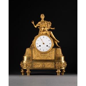 Empire Clock In Gilt Bronze 19th Century France