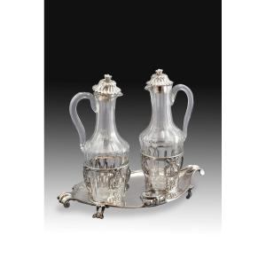 Set Of Cruets. Silver And Glass. René-pierre Ferrier, Paris, 1775.