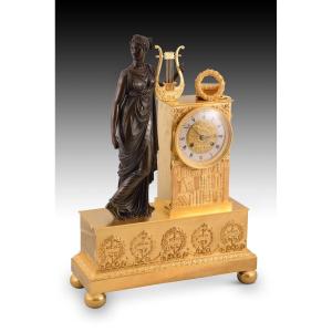 Table Clock With Muse And Writers. Blued And Gilded Bronze, Machine De Paris. France, 19th Century