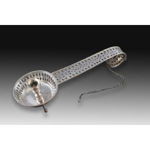 Candlestick With Chain. In Silver. Francesc. P. Arquer, Barcelona, Spain, Circa 1825.