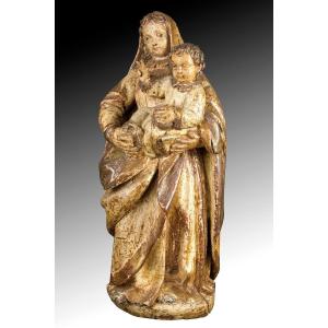 Spanish School From The End Of The 17th Century - Beginning Of The 18th Century. "virgin And Child". 