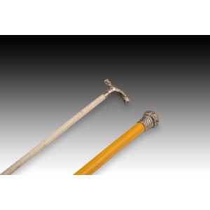 Two Parasols. Wood, Metal, Textile, Etc. Europe, Early 20th Century.