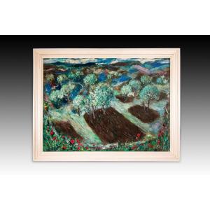 Landscape. Oil On Canvas. Frau, José (spain, 1898-1976).