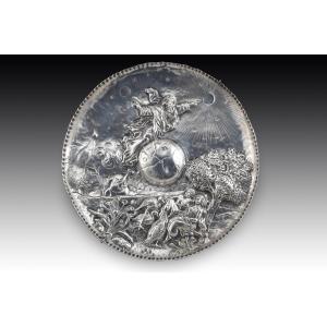 Tray, The Creation. In Silver. Possibly 17th Century.  