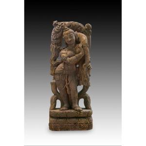 Shalabhanjika, Woman Or Yakshi With A Tree. Carved Stone. Hindu School, 20th Century. 