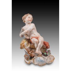 Allegory Of The Earth. Enameled Porcelain. Hispania Porcelain, Manises, Spain, 20th Century.