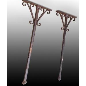 Pair Of Columns. Wrought Iron. Possibly Spanish School, 17th Century.