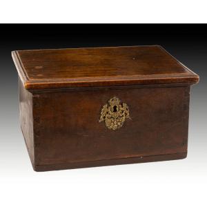 Chest. Walnut Wood And Metal. 17th Century.  