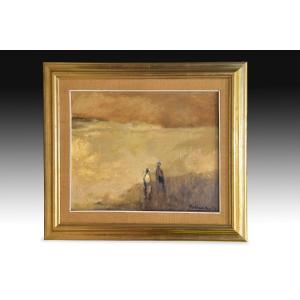 "two Figures". Oil On Canvas. Signed (lower Right). Martínez Novillo, Cirilo
