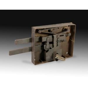 Lock With Key. Made Of Iron. 19th Century.