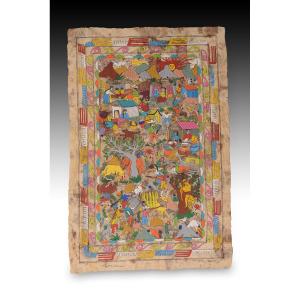 Ameyaltepec, Guerrero. Tempera On Paper. Venancio, Eugenio. Mexico, 20th Century.