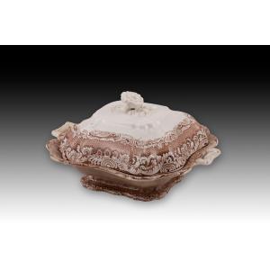 Vegetable Bowl With Lid, Morro Castle, Havana, Cuba. Earthenware. Sargadelos, 19th Century