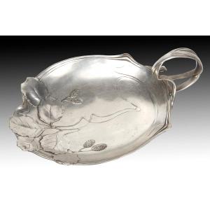 Art Nouveau Style Tray. Pewter. 20th Century.
