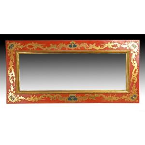 Polychrome And Gilded Wooden Frame. Late 18th Century.