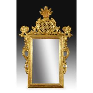 Mirror With A Gilded Wooden Crest. 20th Century.