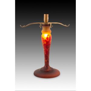 Table Lamp Base. Glass, Metal. 20th Century, Based On Art Nouveau Models.