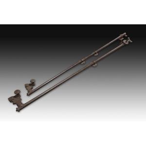Espagnolettes (two). Wrought Iron. 18th Century. 