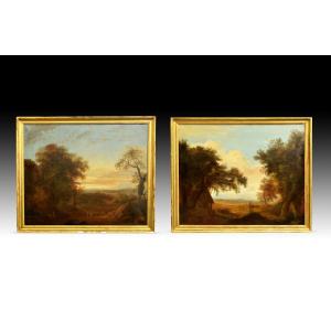 Landscapes, Xalapa, Mexico. Pair Of Oil Paintings On Canvas. Spanish School, Circa 1840.