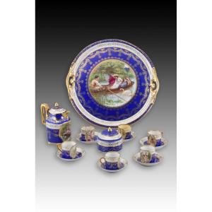 Coffee Set. Enameled Porcelain. Royal Vienna, Austria, Early 20th Century.