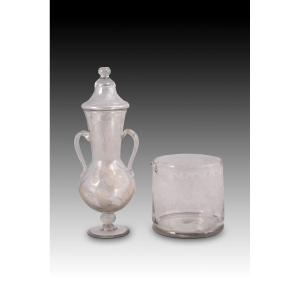 Pitcher And Glass. Glass. Royal Glassworks Of La Granja De San Ildefonso, Segovia, Spain, 18th Century