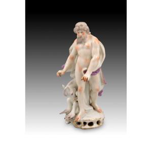 Poseidon Or Neptune With A Seahorse. Glazed Porcelain. Europe, 19th Century.