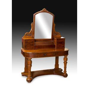 Victorian Dressing Table. Mahogany, Metal, Glass. England, 19th Century.