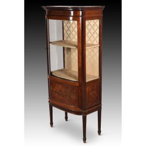 English Display Cabinet. Mahogany Palm Tree, Lemongrass... 19th Century.