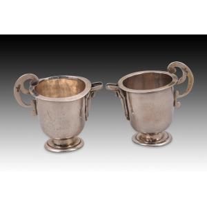 Pair Of Silver Spouted Jugs. Benito Gomez, Antonio (1775-1835). Segovia, Spain, 1801-18