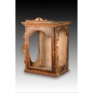Niche. Carved And Polychrome Wood. Possibly Spanish School, 18th Century.  