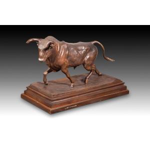 Bull. Bronze. After The Model By Benlliure Gil, Mariano (valencia 1862-madrid, 1947).  