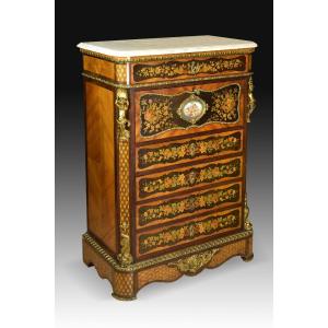 "abattant" Secretary. Signed Hyppolyte-edme Pretot (paris, 1812-1855). 19th Century.
