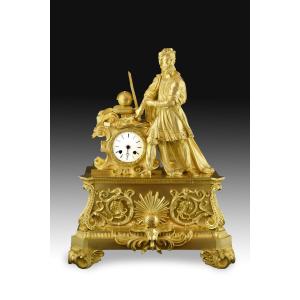 Table Clock. Gilded Bronze. 19th Century. 