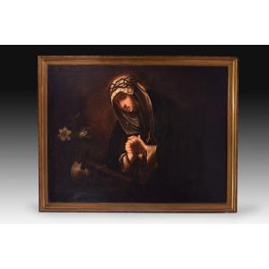 Saint Catherine Of Siena. Oil On Canvas. Circa Second Half Of The 17th Century, After...