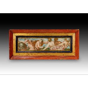 Tritons Defending The Nereids. Oil On Glass (verso). Possibly From The Italian School (possibly