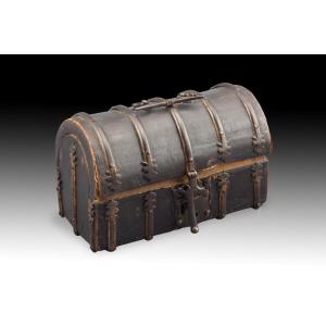 Chest. Leather, Wood, Metal. Spain, Circa 1500.