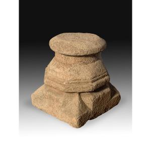 Capital. Carved Granite. Spain, 15th Century.  