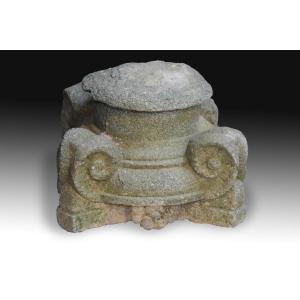 Capital. Carved Granite. Spain, 16th Century. 
