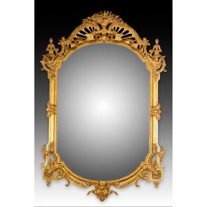  Mirror. Carved And Gilded Wood. 20th Century. 