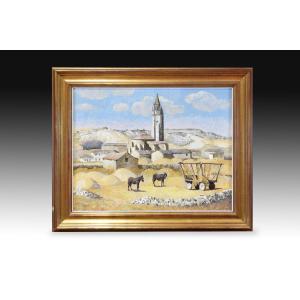  Rural Scene. Oil On Canvas. Signed (lower Left Corner). López Murias, Isidro