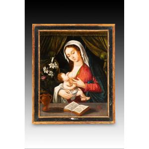 Virgin With Milk. Oil On Panel. Hispano-flemish School, 16th Century. 