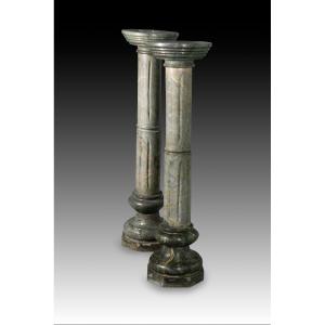 Column. Veined Green Marble. 20th Century.  