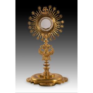 Oblate, San Martín De Cartes (cantabria, Spain). Gilt Bronze. Spanish School, 1680. 