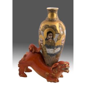 Satsuma Vase With Base. Porcelain. Japan, Meiji Period (1868-1912). 