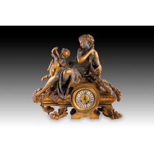 Napoleon III Table Clock. Calamine, Bronze, Etc. Samuel Marti Et Cie., Philippe Mourey. 