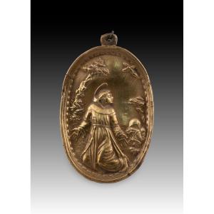 Devotional Plaque, The Stigmatization Of Saint Francis Of Assisi. Bronze. Probably 17th C.