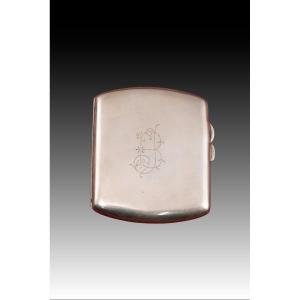 Cigarette Case. Silver And Fabric. W & F Rabone. Birmingham, England, 1916.