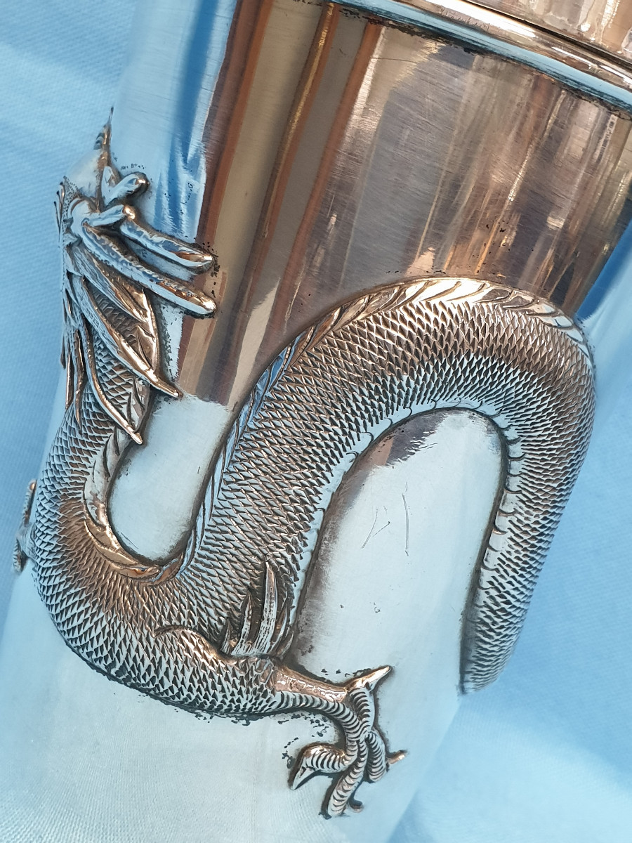 Shaker in argento. China Export Silver. Shanghai, Luen Hing. Inizi del XX secolo-photo-3