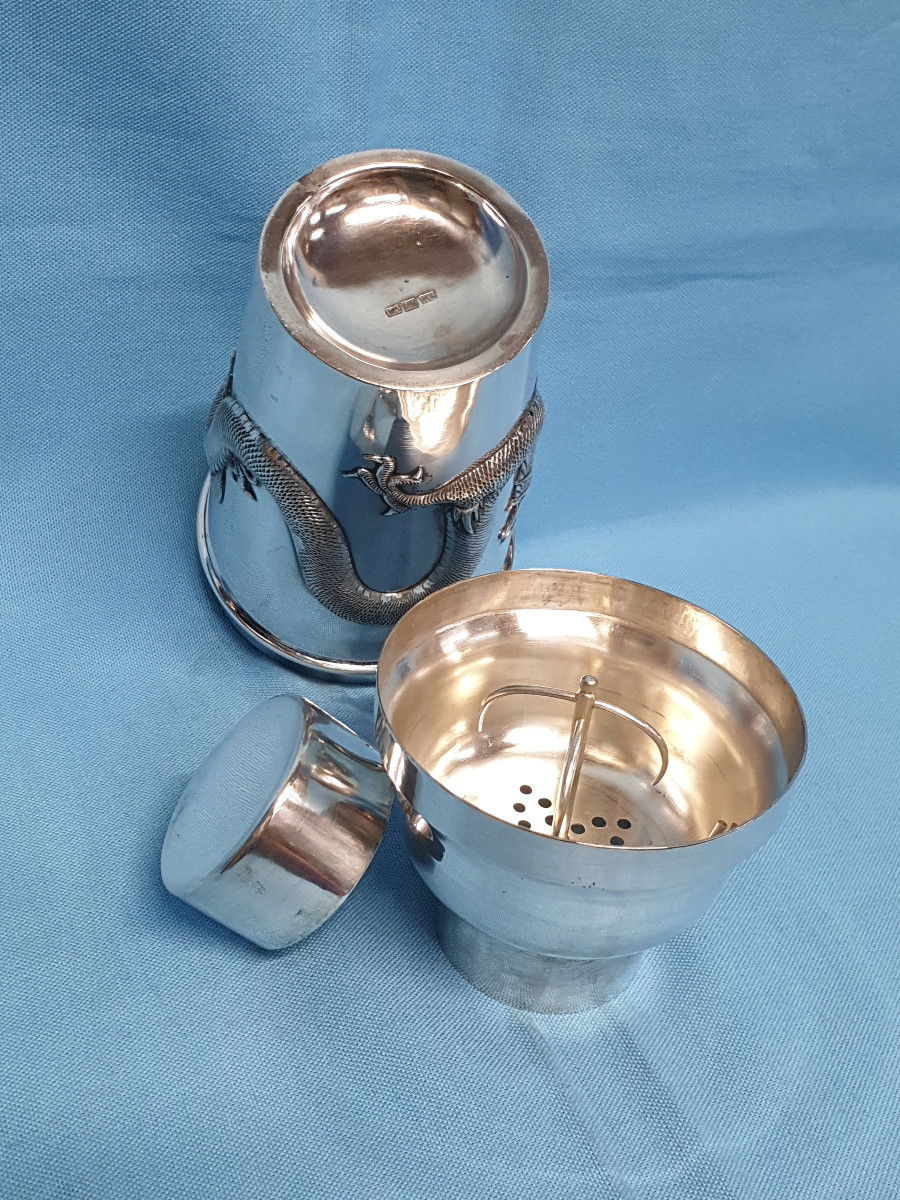 Shaker in argento. China Export Silver. Shanghai, Luen Hing. Inizi del XX secolo-photo-5